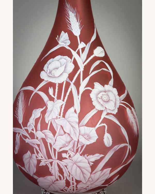An Exhibition Thomas Webb and Sons Red and White Cameo Glass Vase